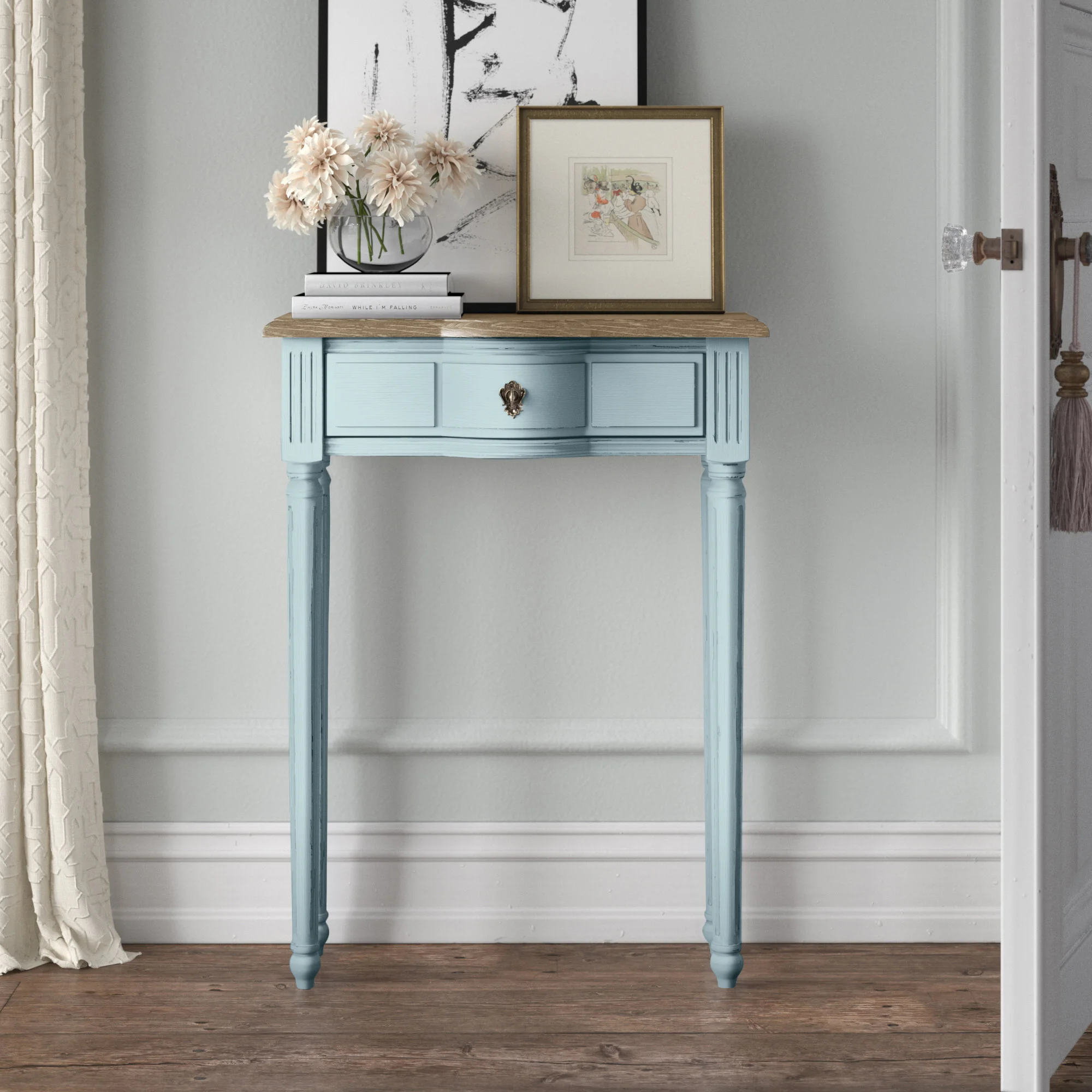 small-entryway-tables-vintage-blue